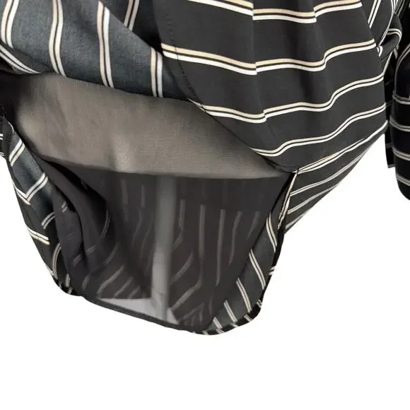 Black Striped Shirt Dress Knee Length Size 4 Young Professional Office Career - Picture 10 of 12